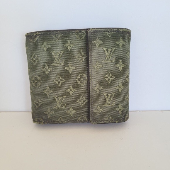 LOUIS VUITTON LV Men's Canvas Leather Card Bill Coin Wallet Khaki Green Medium - Picture 1 of 14